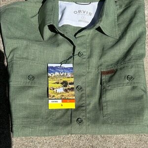Orvis Men's Casual Olive Button Down Shirt